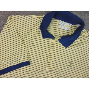 Augusta National Golf Shop Shirt Mens Large Yellow Blue Striped Masters Polo